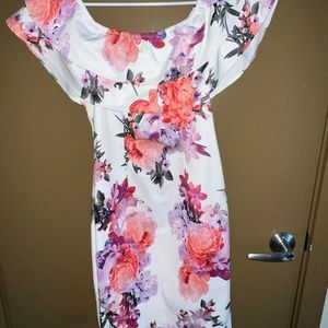 Floral Off-the-shoulder Midi Dress